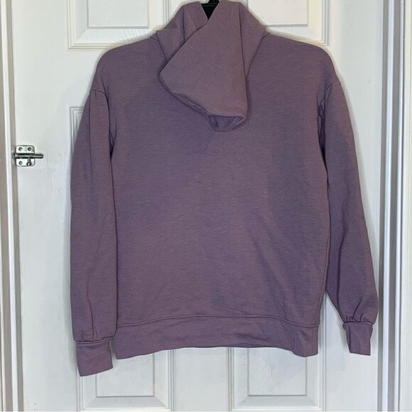 Madewell Pleat-Sleeve Shrunken Hoodie Sweatshirt Size XS Purple - Picture 3 of 9